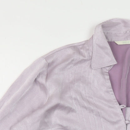 Marks & Spencer Womens Purple Polyester Basic Blouse Size 16 V-Neck