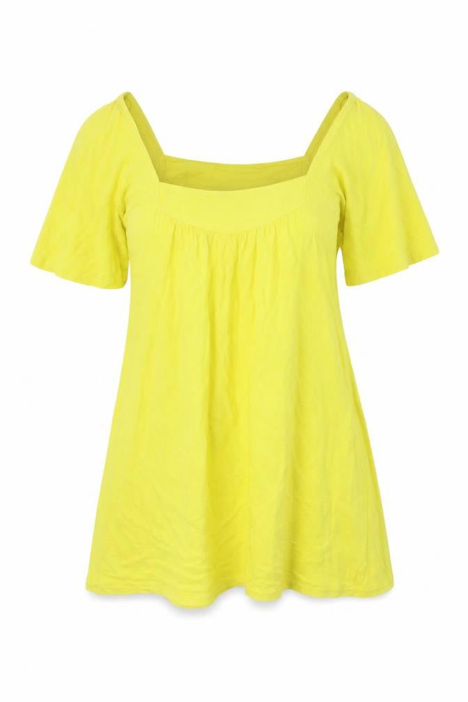 Monsoon Womens Yellow Viscose Basic T-Shirt Size 10 Square Neck