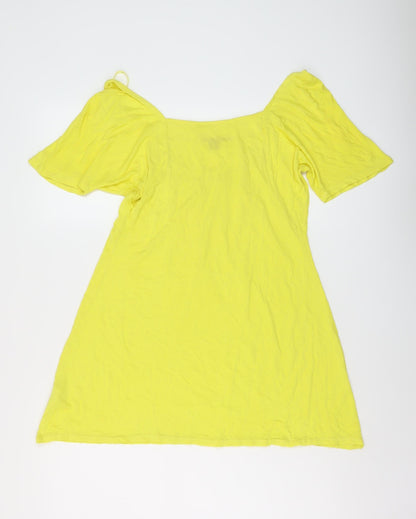 Monsoon Womens Yellow Viscose Basic T-Shirt Size 10 Square Neck