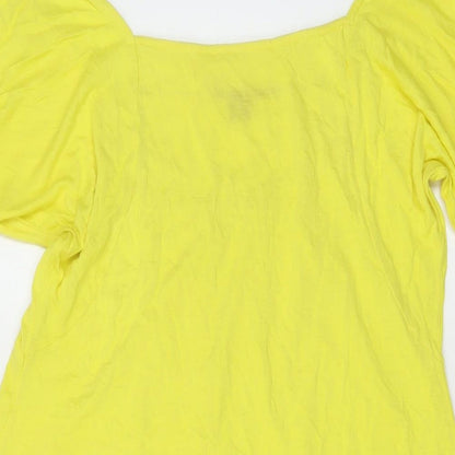 Monsoon Womens Yellow Viscose Basic T-Shirt Size 10 Square Neck