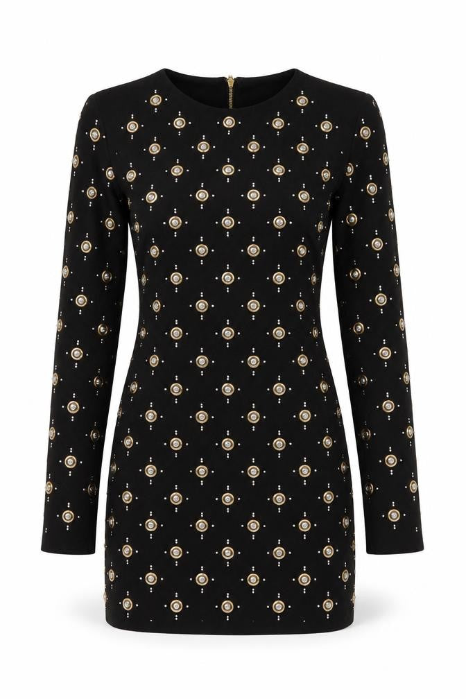 Ah Polly Womens Black Polyester Bodycon Size 10 Round Neck Zip