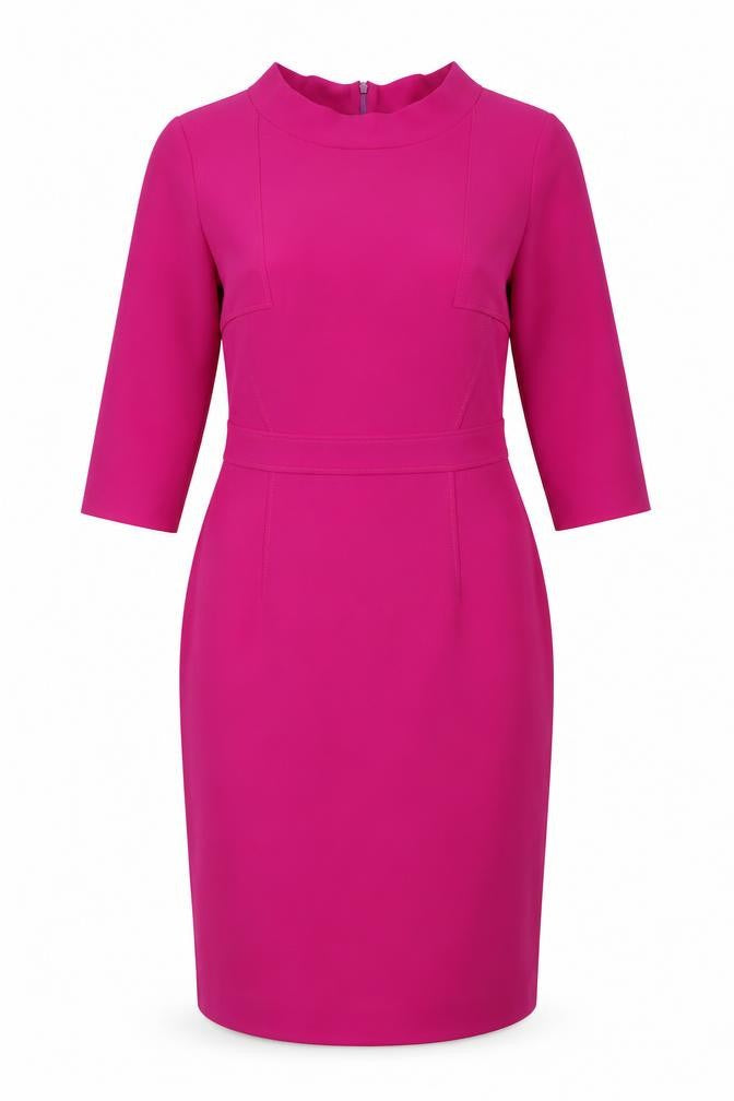 Kate Cooper Womens Pink Polyester Sheath Size 8 Mock Neck Zip