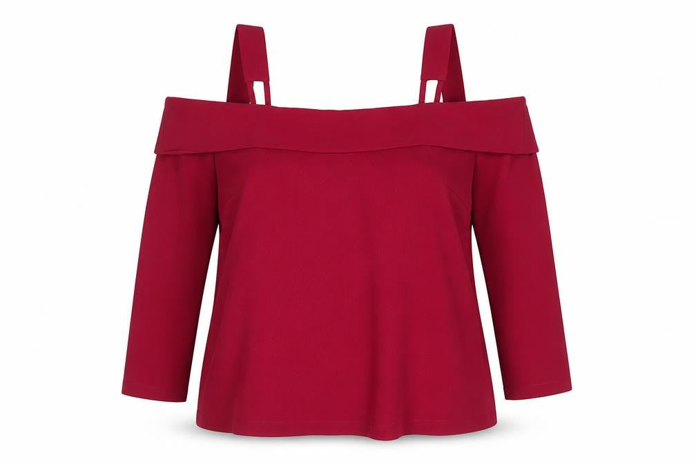 Topshop Womens Pink Polyester Basic Blouse Size 14 Square Neck - Cold Shoulder