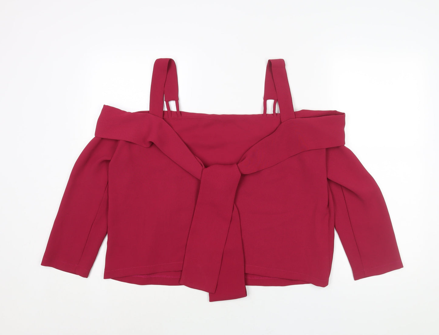 Topshop Womens Pink Polyester Basic Blouse Size 14 Square Neck - Cold Shoulder