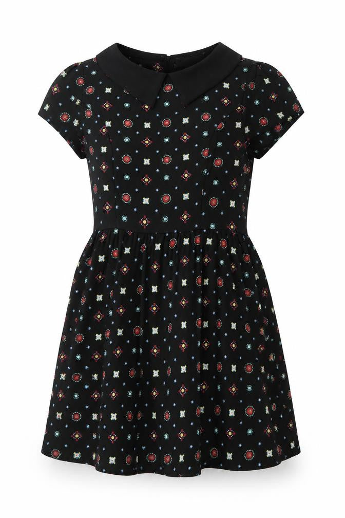Cameo Rose Womens Black Geometric Polyester A-Line Size 10 Collared Zip