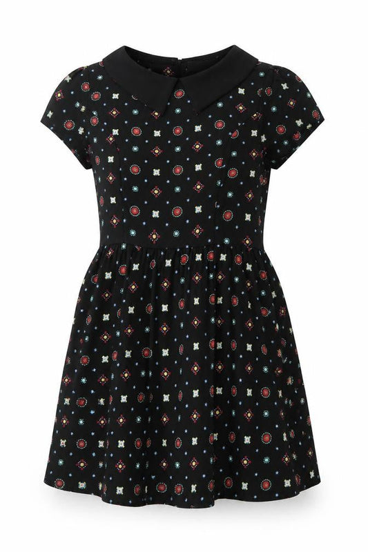 Cameo Rose Womens Black Geometric Polyester A-Line Size 10 Collared Zip