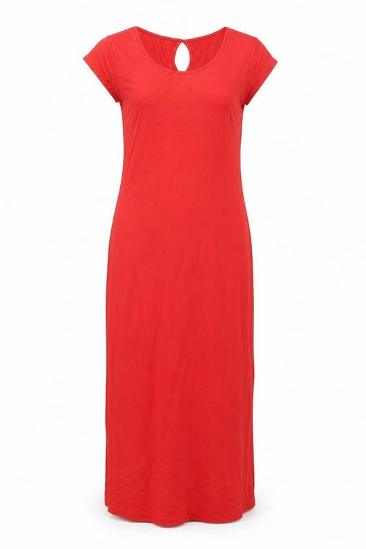 Cover Story Womens Red Viscose Maxi Size M Round Neck Button