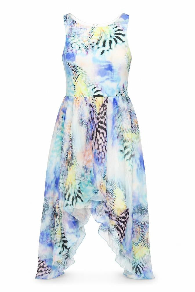 Forever New Womens Multicoloured Geometric Polyester Fit & Flare Size 8 Round Neck Zip
