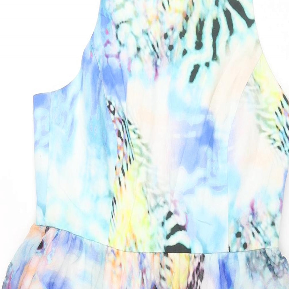 Forever New Womens Multicoloured Geometric Polyester Fit & Flare Size 8 Round Neck Zip