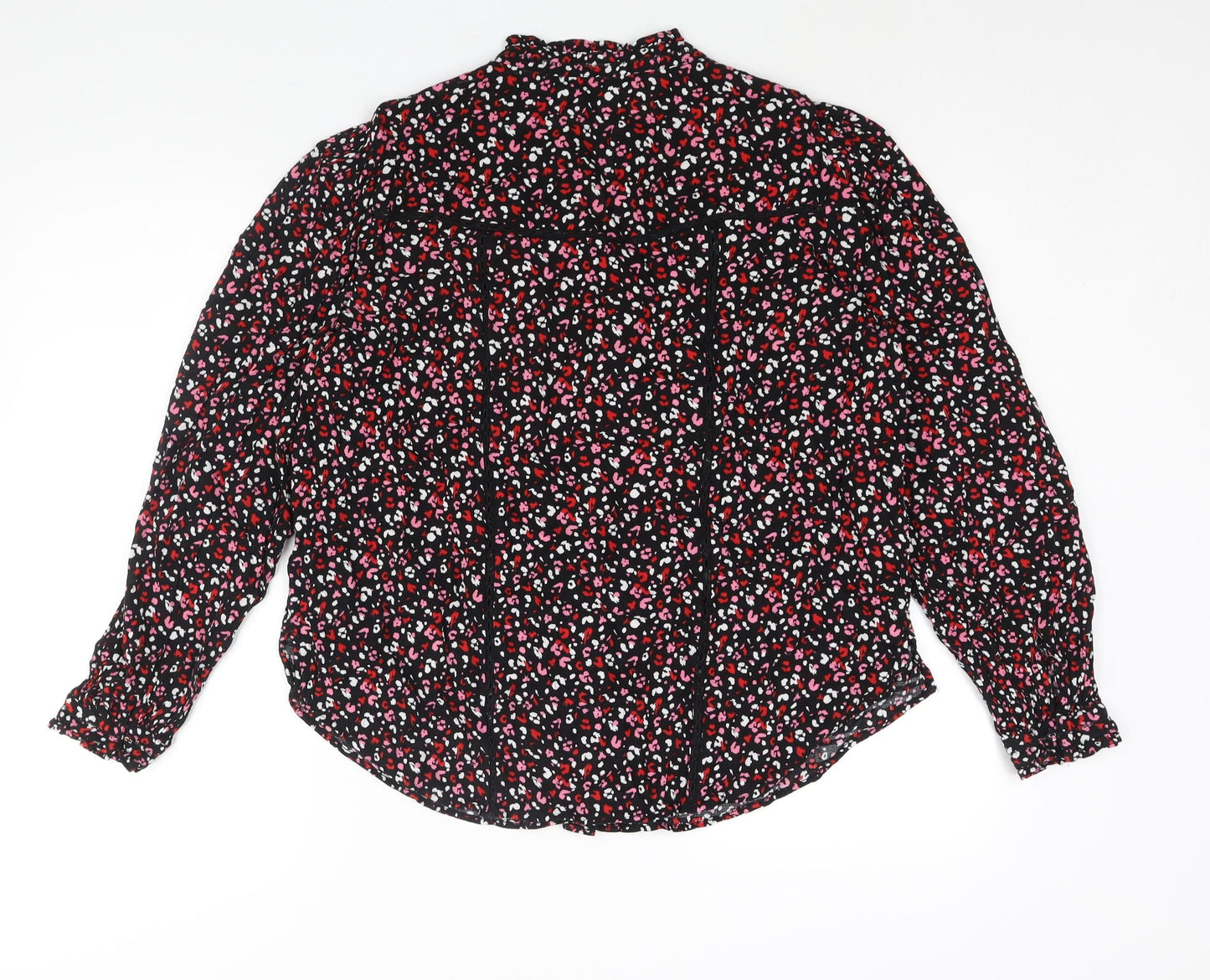 Marks and Spencer Womens Multicoloured Geometric Viscose Basic Blouse Size 14 V-Neck - Lace Detail