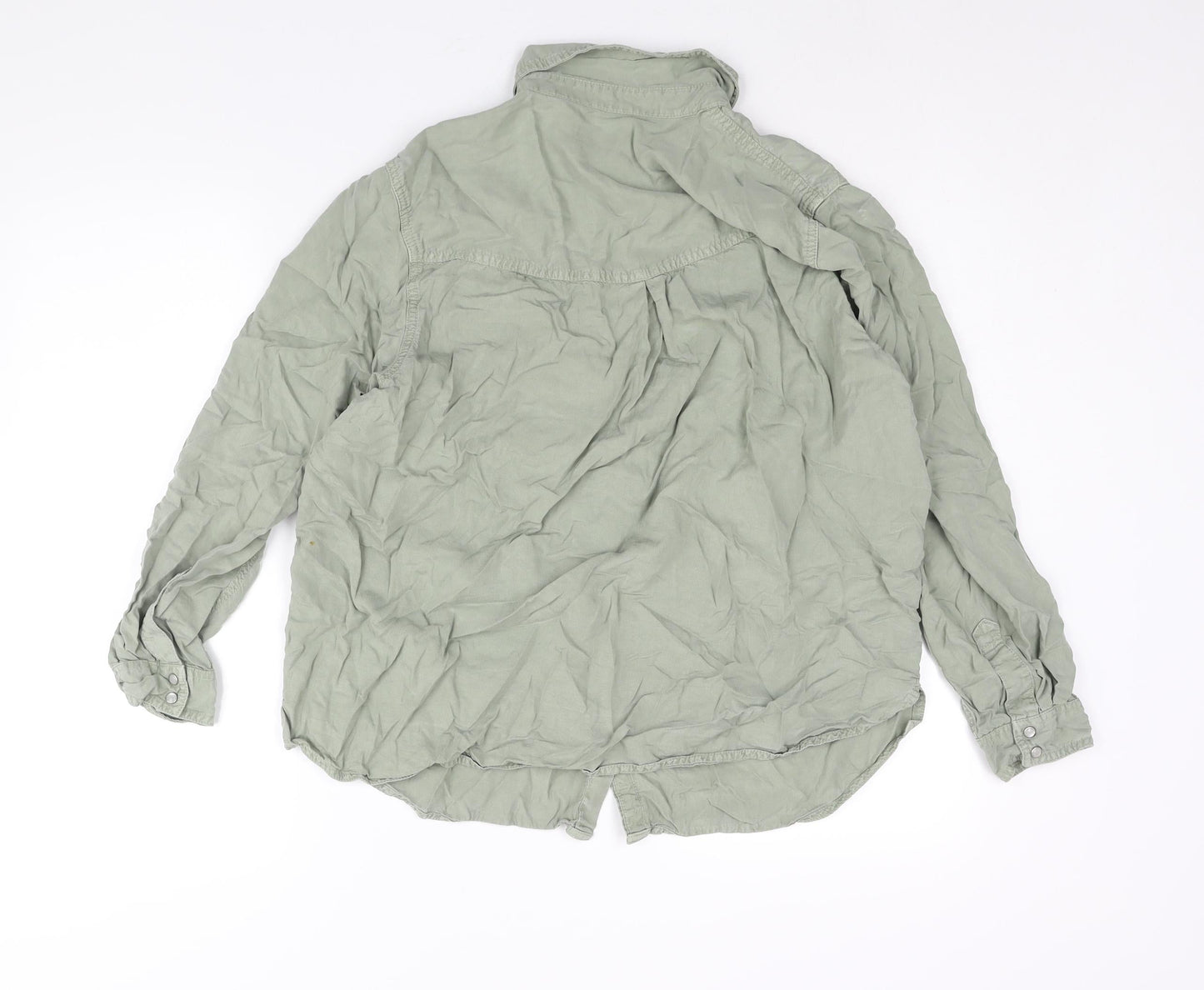 Marks and Spencer Womens Green Lyocell Basic Button-Up Size 16 Collared