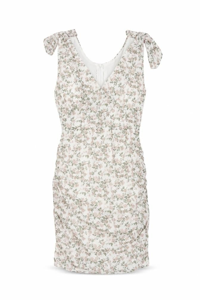 PRETTYLITTLETHING Womens Multicoloured Floral Polyester Mini Size 10 V-Neck Zip - Rouched Bow