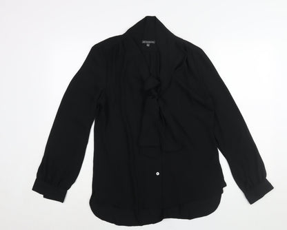 Adrianna Papell Womens Black Polyester Basic Blouse Size M V-Neck - Bow