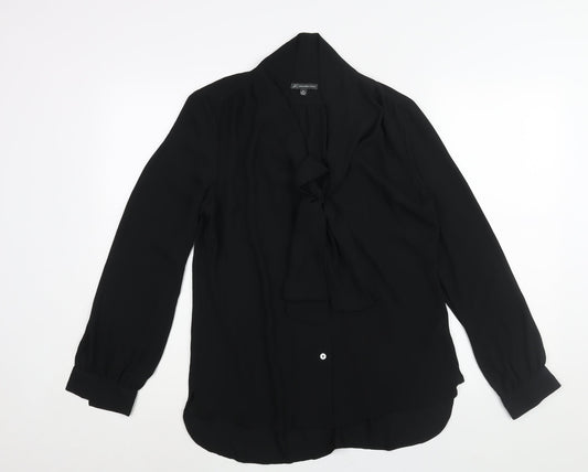 Adrianna Papell Womens Black Polyester Basic Blouse Size M V-Neck - Bow