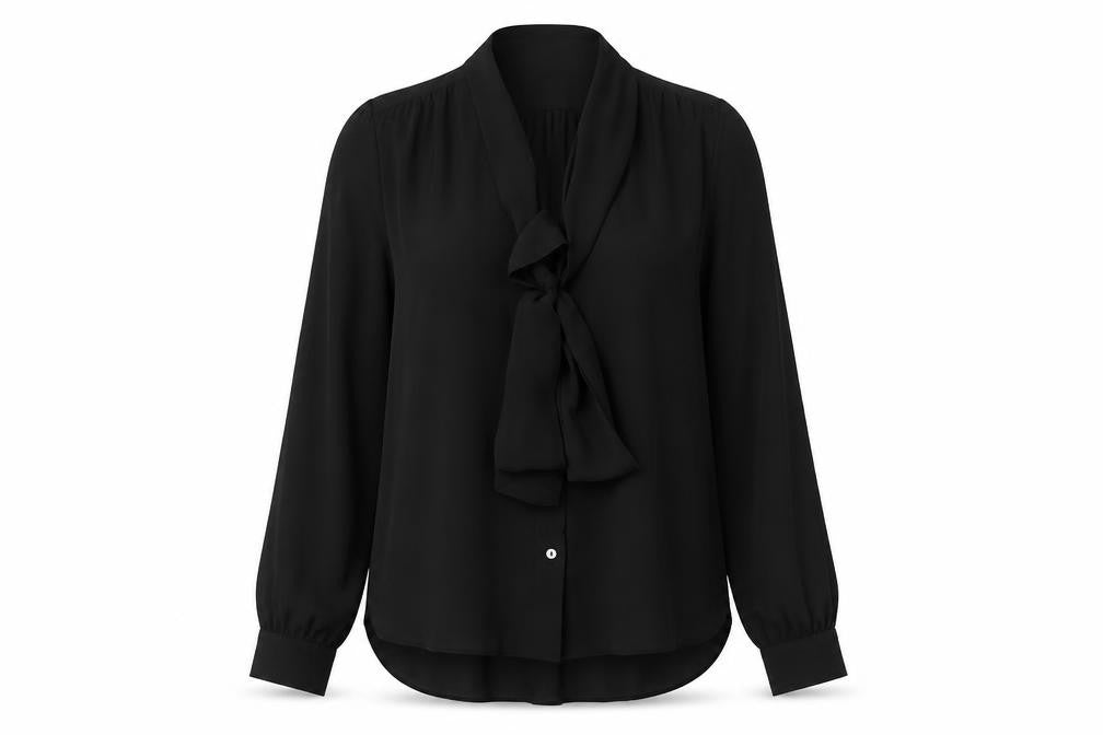 Adrianna Papell Womens Black Polyester Basic Blouse Size M V-Neck - Bow