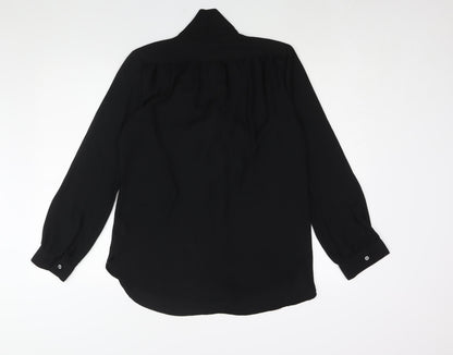 Adrianna Papell Womens Black Polyester Basic Blouse Size M V-Neck - Bow
