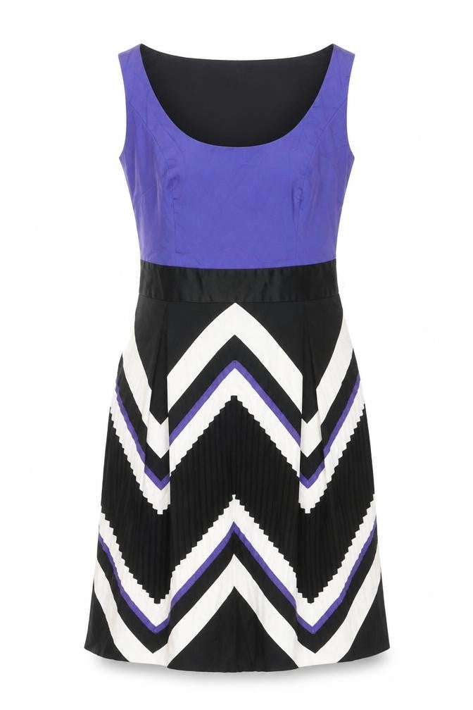 Coast Womens Multicoloured Cotton Shift Size 12 Scoop Neck Zip - Geometric Print