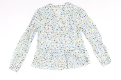 Per Una Womens Multicoloured Floral Cotton Basic Blouse Size 8 V-Neck