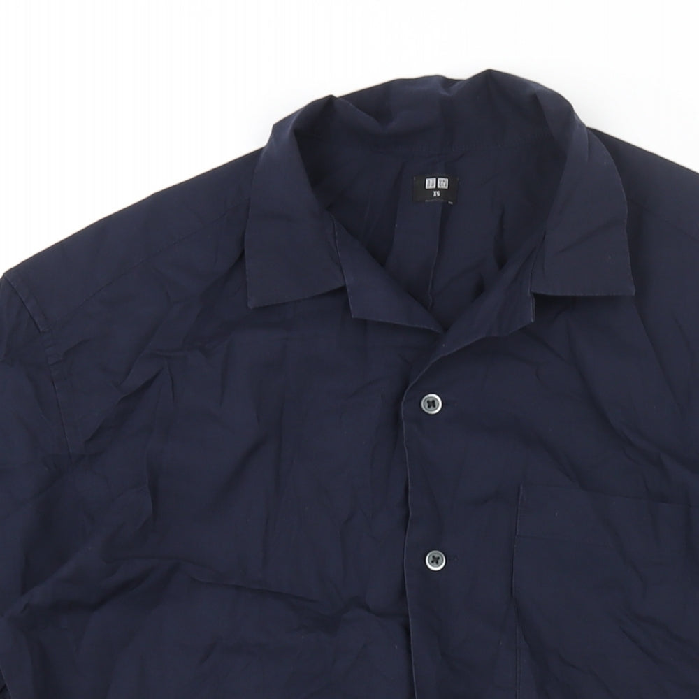 Uniqlo Mens Blue Cotton Button-Up Size S Collared Button