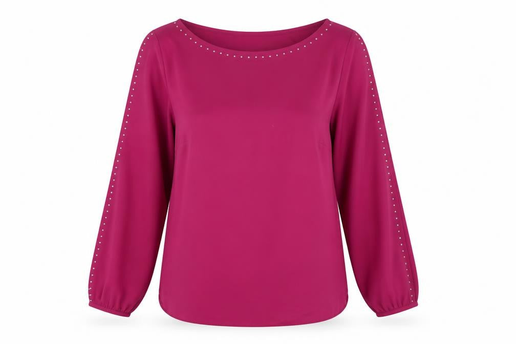 Wallis Womens Purple Polyester Basic Blouse Size 12 Boat Neck - Sleeve Cut Out Stud Detail