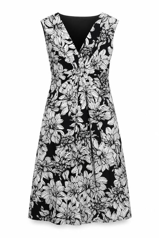 Wallis Womens Black Floral Polyester A-Line Size 10 V-Neck Pullover - Twist Detail
