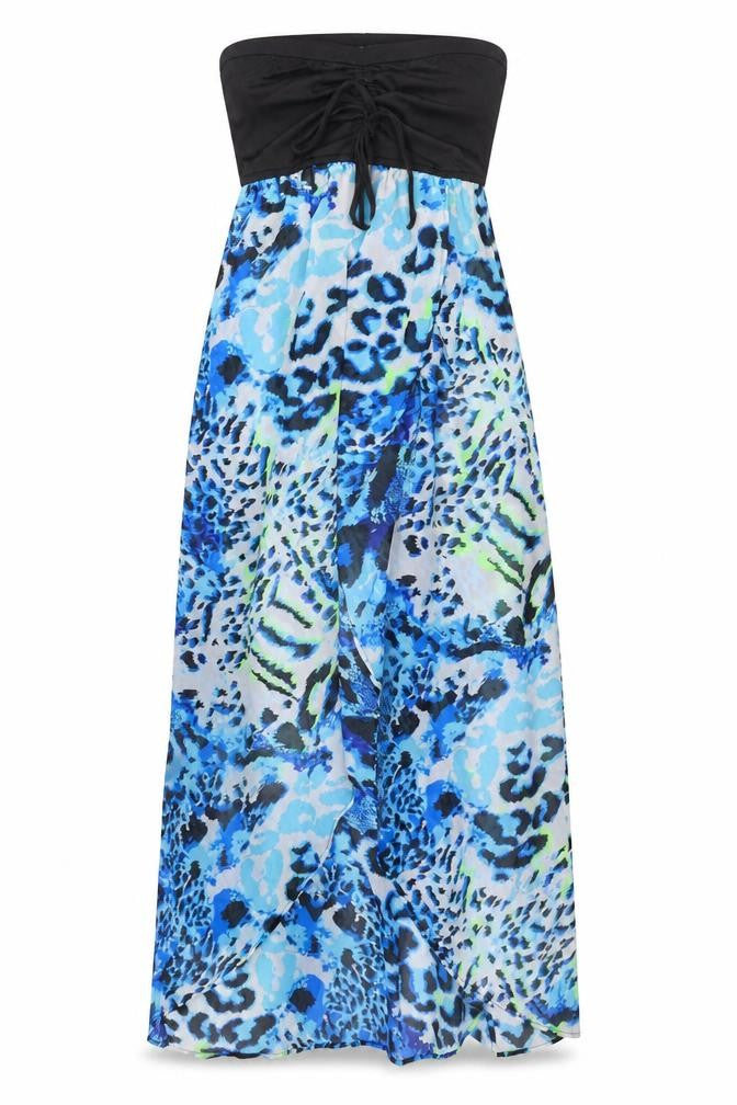 Studio Womens Blue Animal Print Polyester Cover Up Size 8 - Size 8-10 Drawstring Open Front Semi Sheer