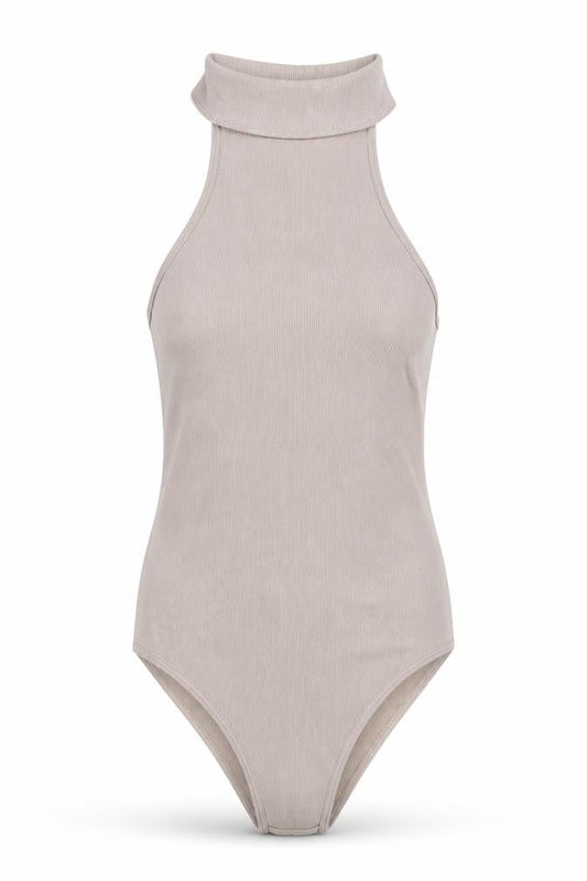 Zara Womens Beige Polyamide Bodysuit One-Piece Size M Snap - Size M-L