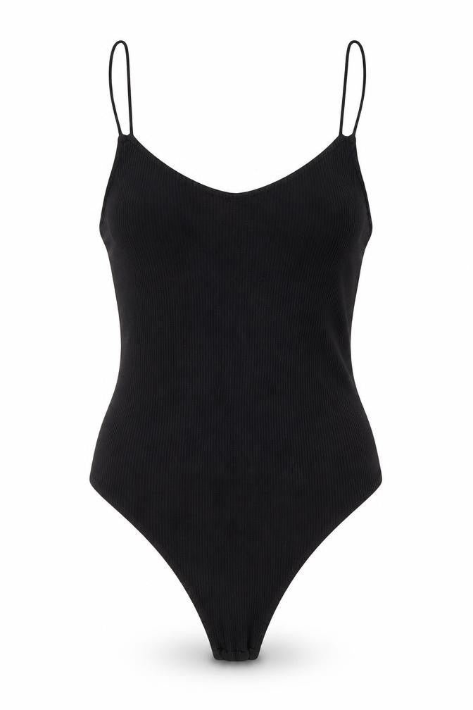 H&M Womens Black Viscose Bodysuit One-Piece Size S Snap