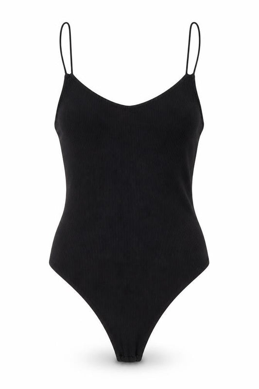 H&M Womens Black Viscose Bodysuit One-Piece Size S Snap