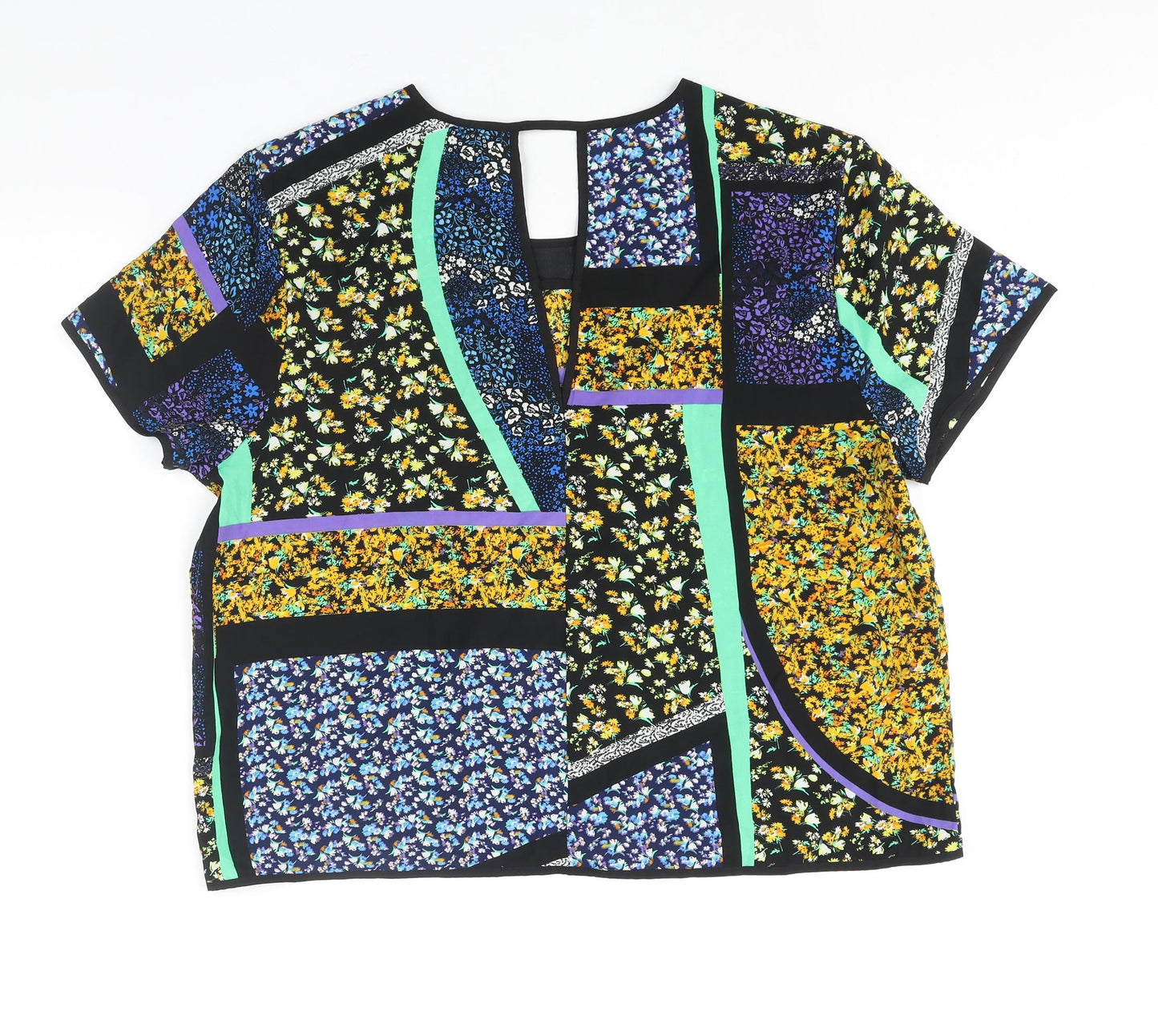 River Island Womens Multicoloured Geometric Polyester Basic Blouse Size 18 Round Neck