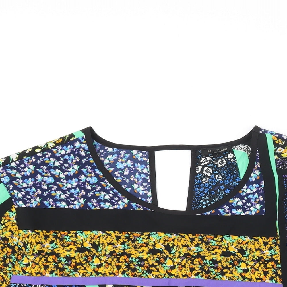 River Island Womens Multicoloured Geometric Polyester Basic Blouse Size 18 Round Neck