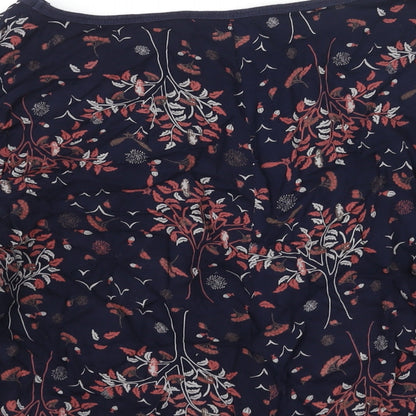 Marks & Spencer Womens Blue Geometric Viscose Basic Blouse Size 10 Boat Neck
