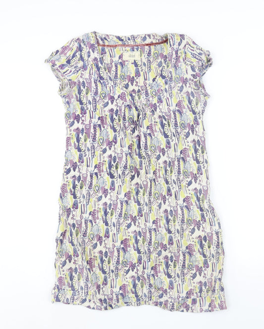 Mistral Womens Multicoloured Geometric Linen Shift Size 8 Round Neck Pullover