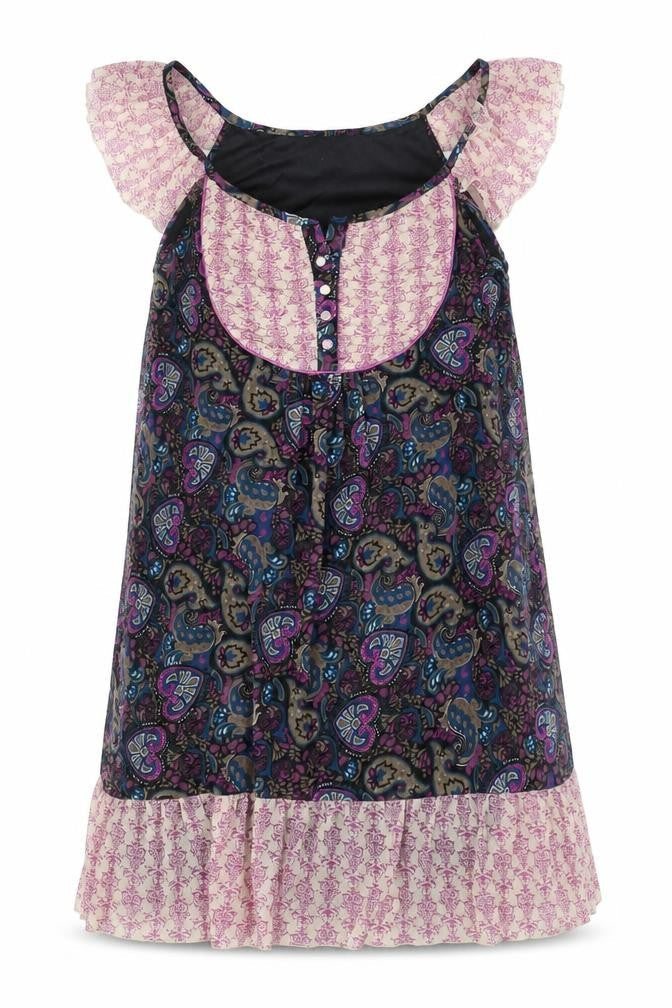 Editions Womens Multicoloured Geometric Polyester Shift Size 14 Scoop Neck Button - Frill