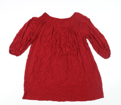 Additional front view of Sfera women’s red polyester mini, size M, boat neck pullover