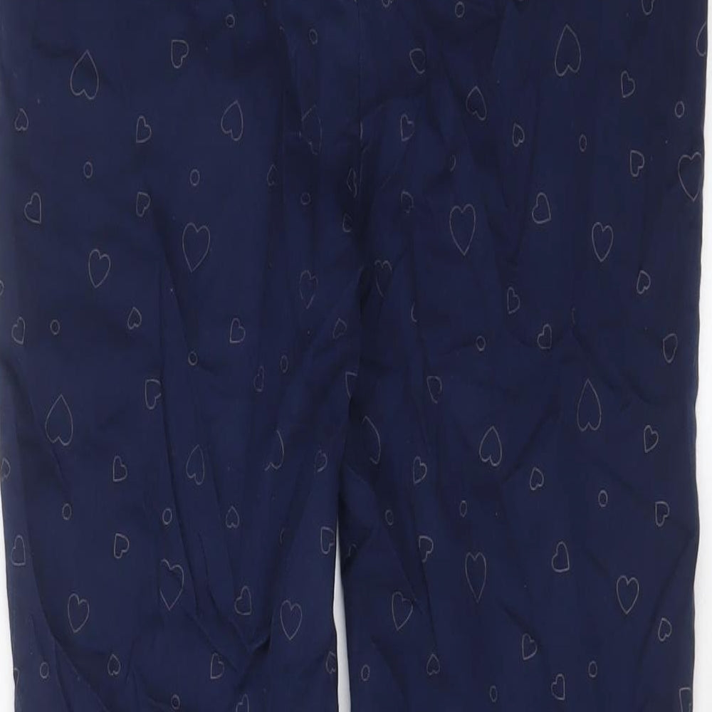 Next Womens Blue Geometric Cotton Trousers Size 30 in L24 in Regular Zip - Heart Pattern