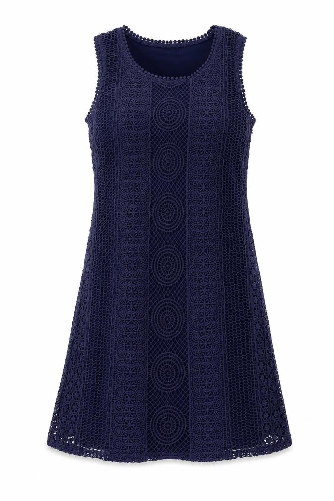 Solitaire Womens Blue Cotton A-Line Size M Scoop Neck Pullover