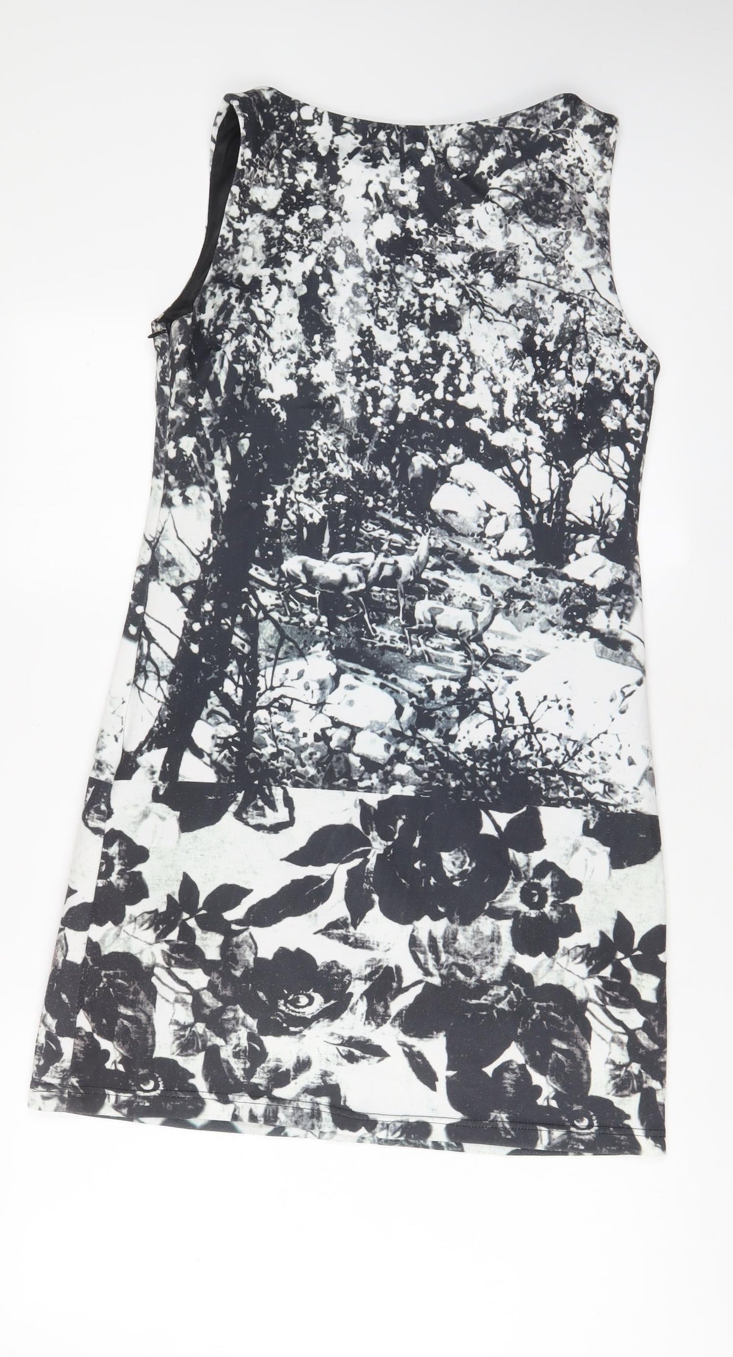 Sweet miss Womens Grey Geometric Polyester Sheath Size S Boat Neck Pullover - S/M