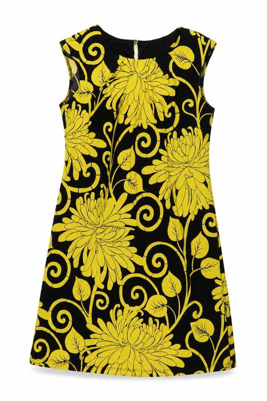 Wallis Womens Yellow Geometric Polyester A-Line Size S Boat Neck Button