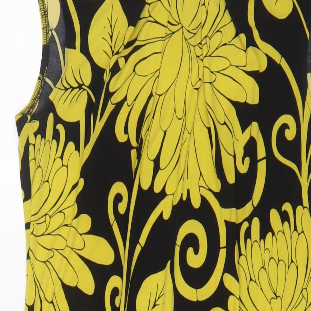 Wallis Womens Yellow Geometric Polyester A-Line Size S Boat Neck Button