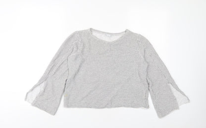 Zara Womens Grey Polyester Cropped T-Shirt Size M Crew Neck