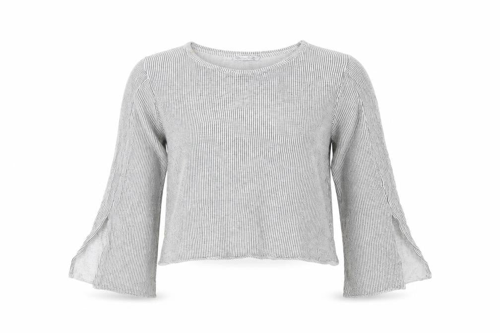 Zara Womens Grey Polyester Cropped T-Shirt Size M Crew Neck