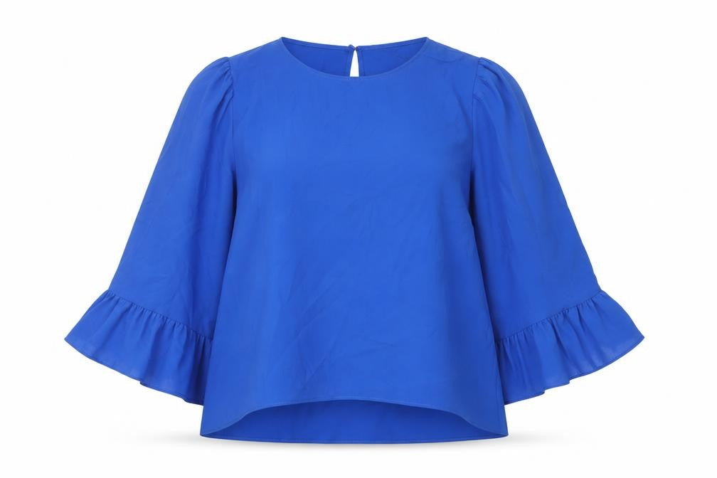 Zara Womens Blue Polyester Basic Blouse Size M Crew Neck