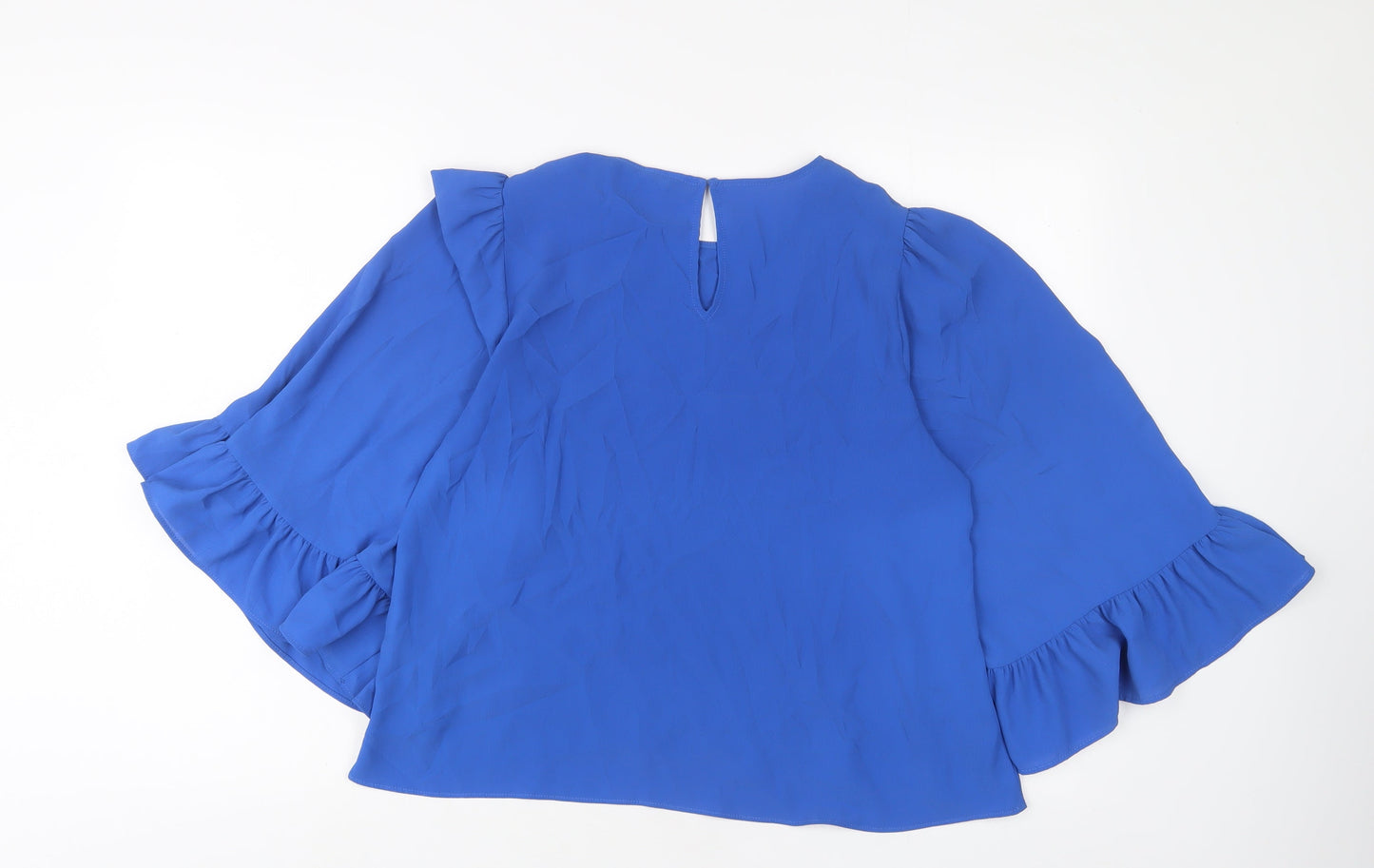 Zara Womens Blue Polyester Basic Blouse Size M Crew Neck