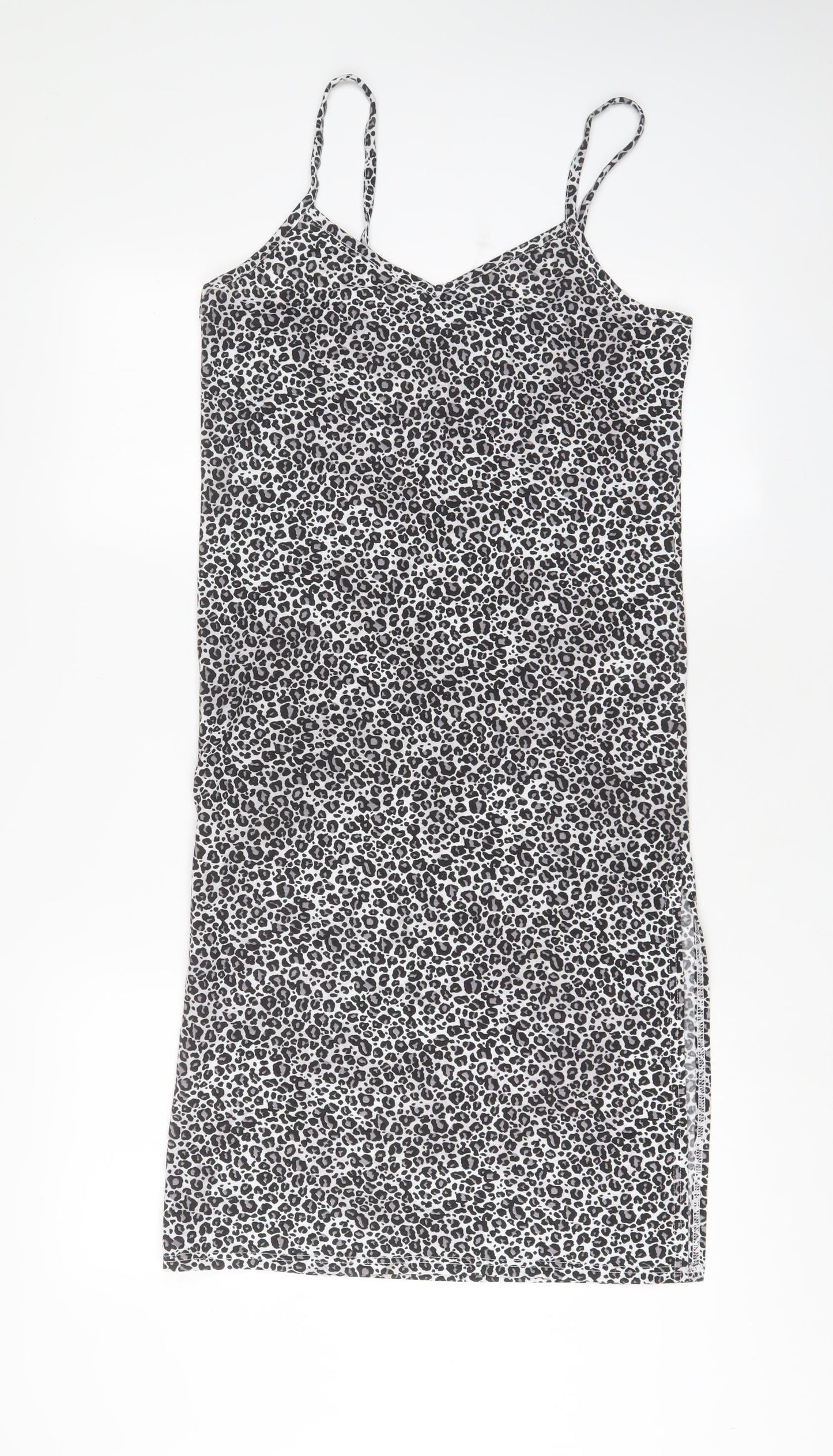 Per Una Womens Grey Animal Print Polyester A-Line Size 10 V-Neck Pullover