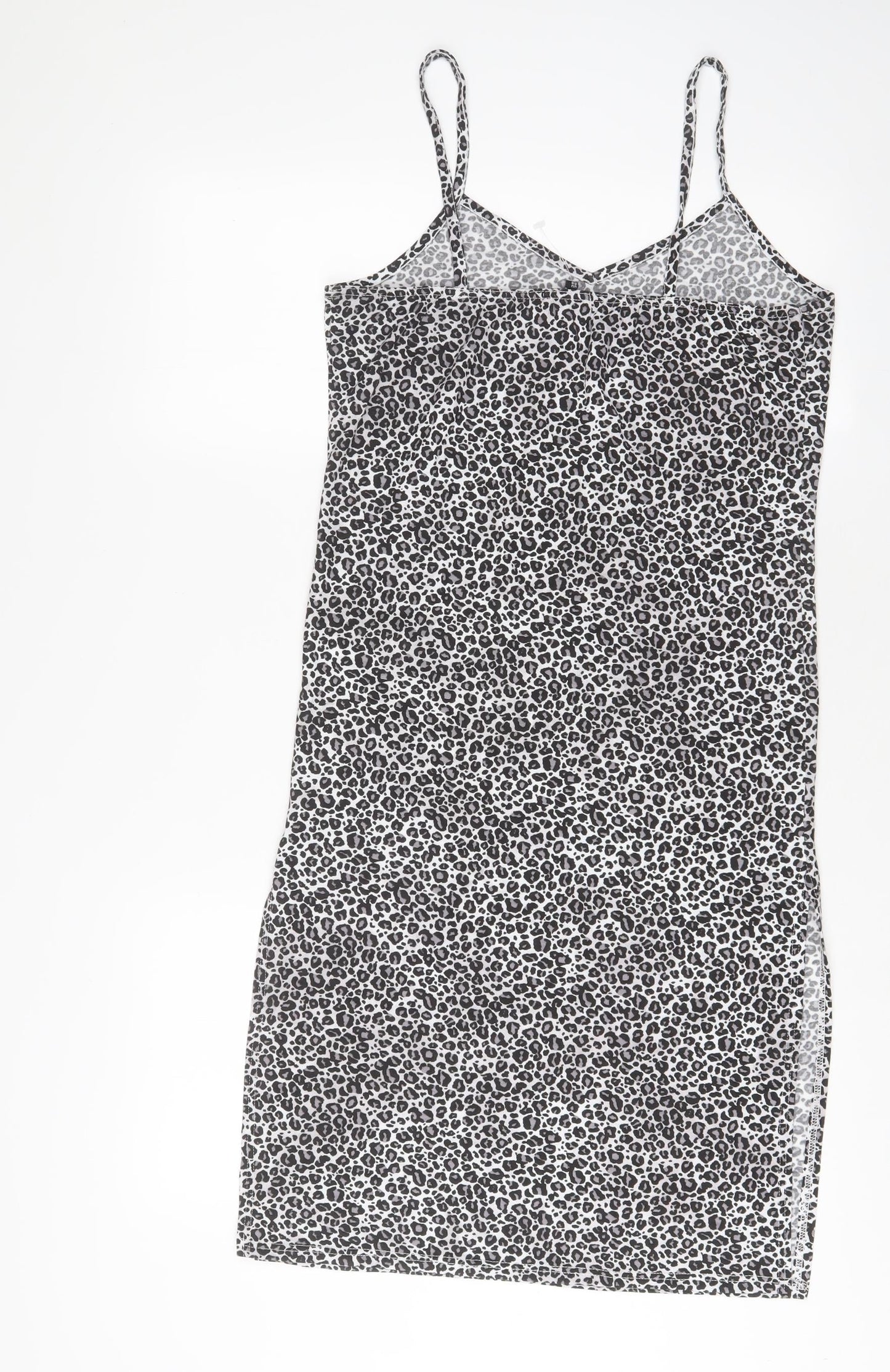 Per Una Womens Grey Animal Print Polyester A-Line Size 10 V-Neck Pullover