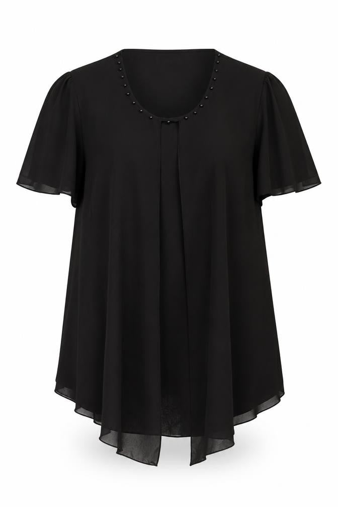 Rupali Womens Brown Polyester Sheath Size 2XL Scoop Neck Pullover - Beaded