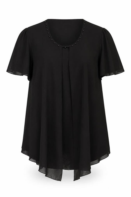 Rupali Womens Brown Polyester Sheath Size 2XL Scoop Neck Pullover - Beaded