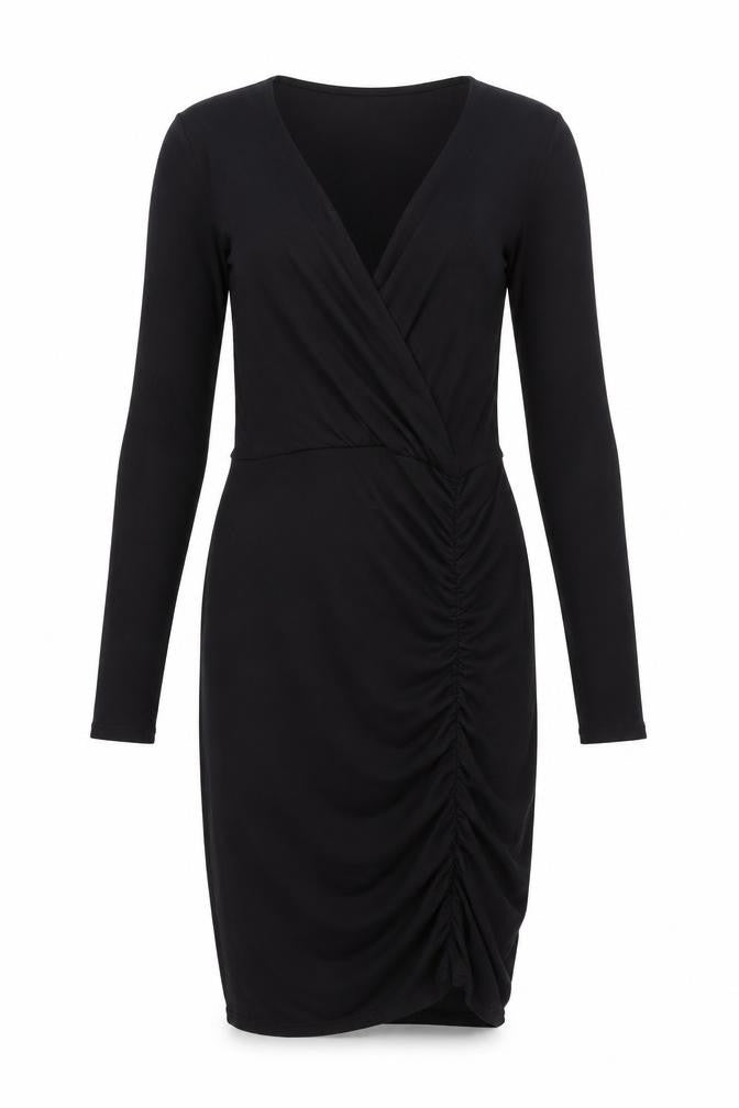 New Look Womens Black Polyester Bodycon Size 8 V-Neck Pullover