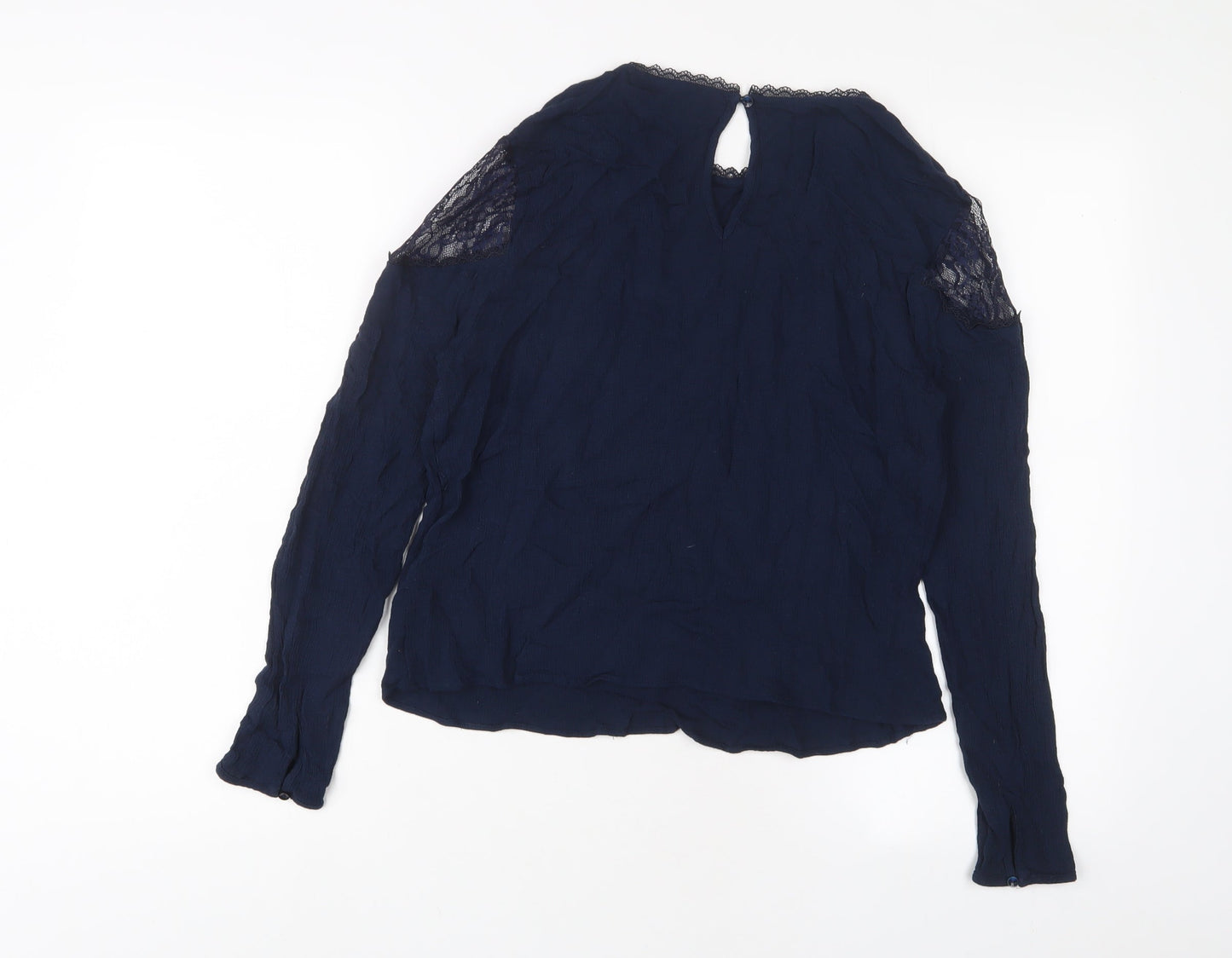 Marks and Spencer Womens Blue Viscose Basic Blouse Size 16 Crew Neck